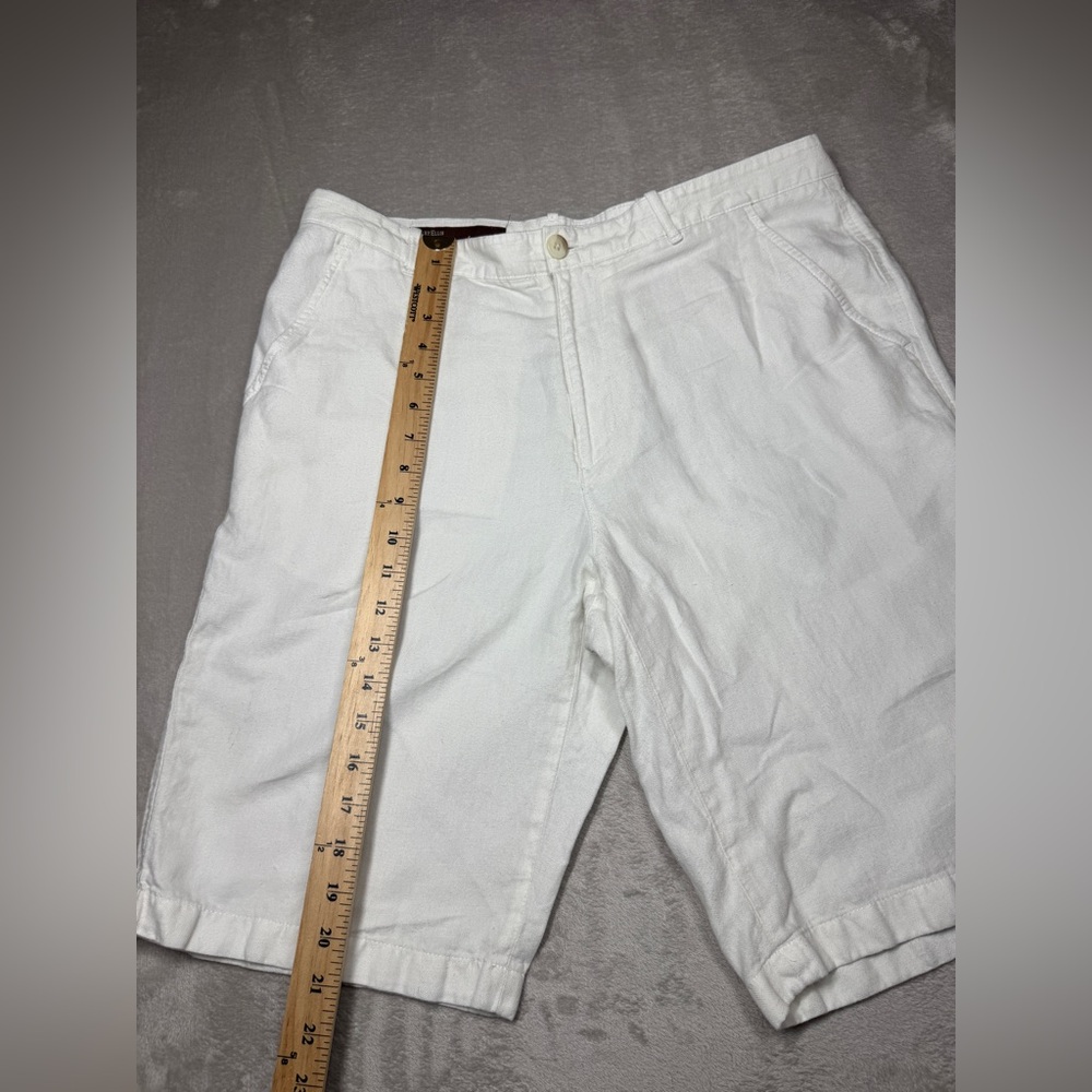 Perry Ellis Men’s Linen Cotton Blend Coastal Nautical White Shorts Size 34 - Picture 8 of 16